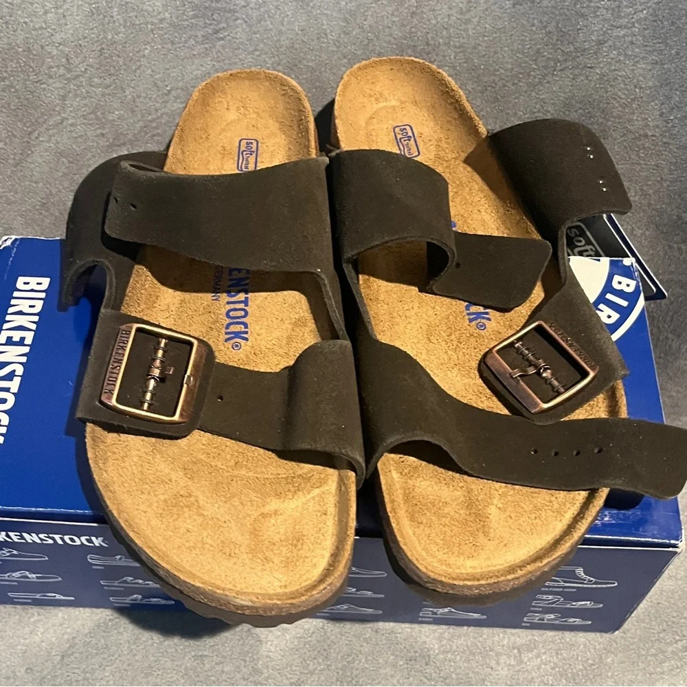 Birkenstock Women’s Arizona Sandals Mocha Suede Soft Footbed Size 9 US - Picture 8 of 16